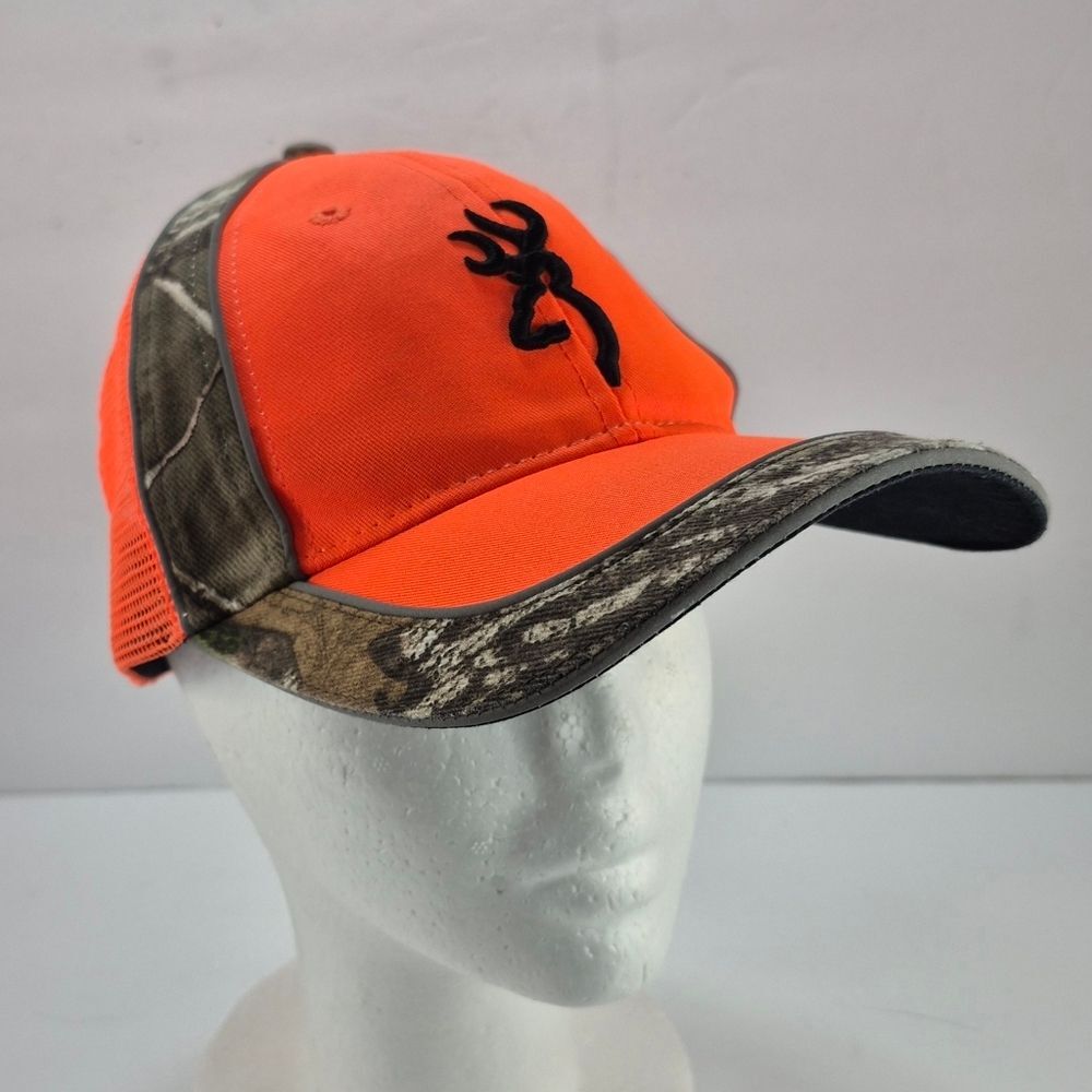 Browning Hunter Orange Realtree Camo Meshback Trucker Hat Cap Buckmark Logo.....